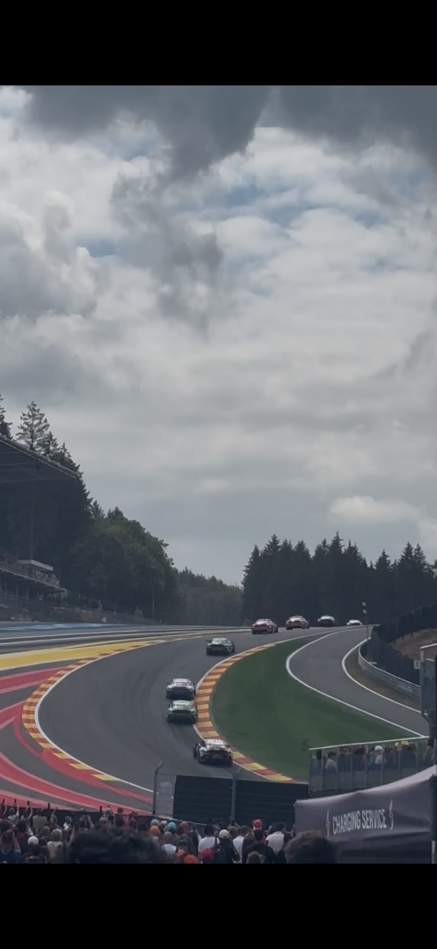 Race cars on the circuit at Spa-Francorchamps, Belgium